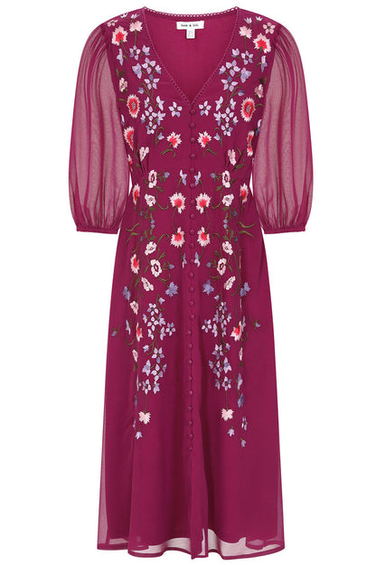 Floral Embroidered Midi Dress