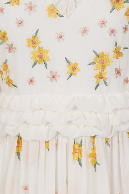 White Floral Embroidered Maxi Dress