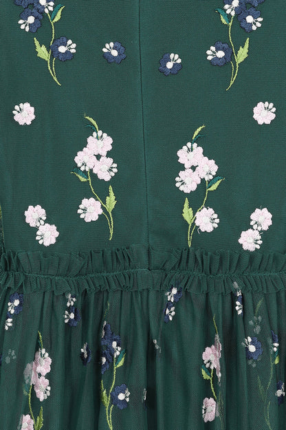 Alpine Green Floral Embroidered Maxi Dress